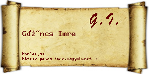 Gáncs Imre névjegykártya